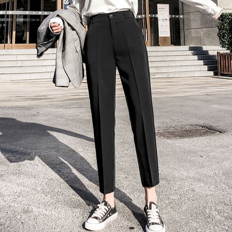 Quần tây ZHELIHANGFEI ống suông rộng lưng cao thời trang thanh lịch dành cho nữ