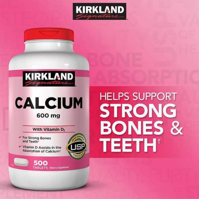 Kirkland Calcium 600mg With Vitamin D3 giúp xương chắc khỏe, chống loãng xương .