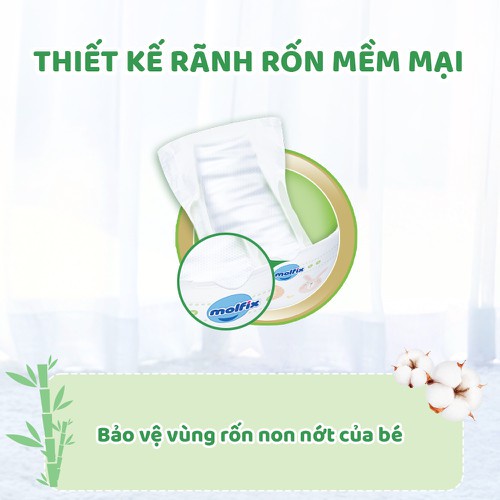 Miếng lót sơ sinh Molfix thiên nhiên siêu khô thoáng NB1-100  / NB1-74  / NB2-66 trên 1 tháng