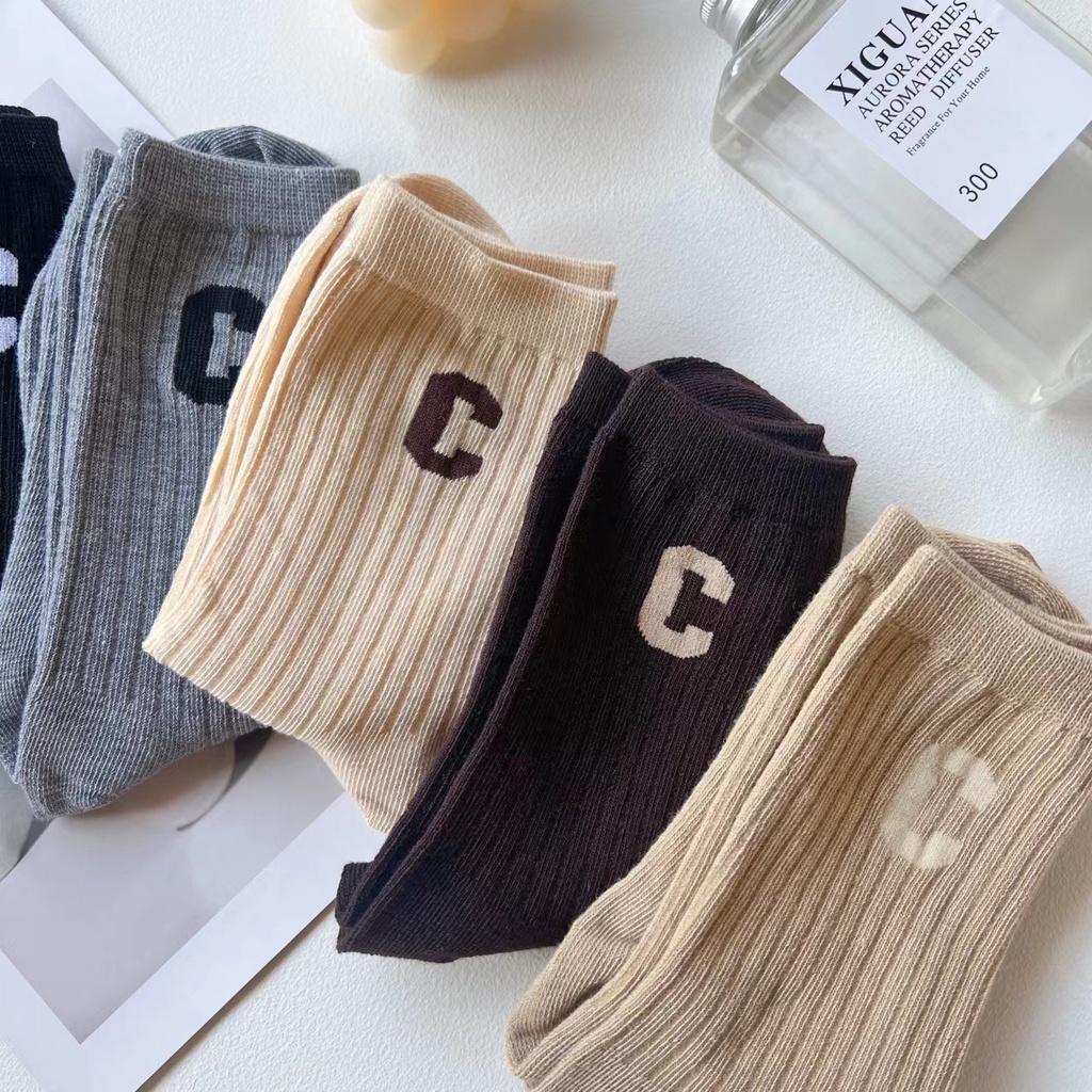 Tất nữ nam cổ cao cute phong cách chữ C, vớ nam nữ cao cổ dài Vintage hàn quốc chống hôi chân Sagopy TD33