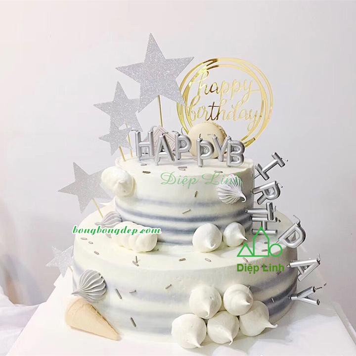 Bộ nến sinh nhật ánh nhũ 13 chữ Happy Birthday