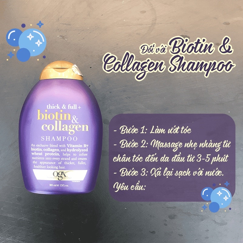 Bộ dầu gội và xả kích thích mọc tóc Biotin &amp; Collagen 385ml