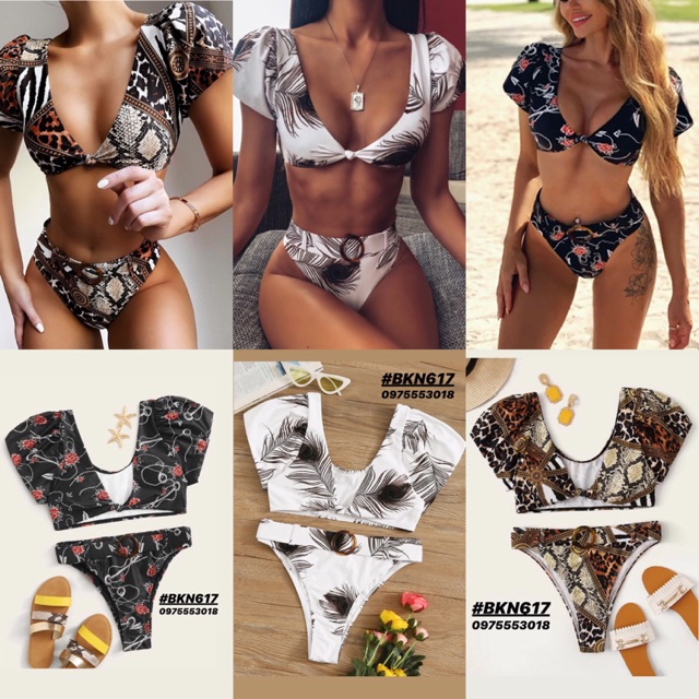 [BKN617] &lt;ÂU&gt; SET BIKINI TAY NGẮN (CẠP CAO)