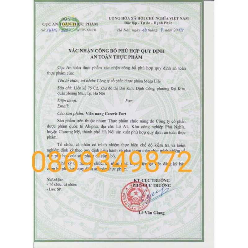 Viên uống bổ não CEREVIT FORT - Giúp tăng cường lưu thông tuần hoàn não
