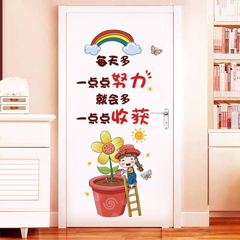 Phim hoạt hình họa tiết nhỏ dán tường phòng trẻ em phòng ngủ phòng ngủ ấm áp trang trí sticker dán cửa hình nền tự dính