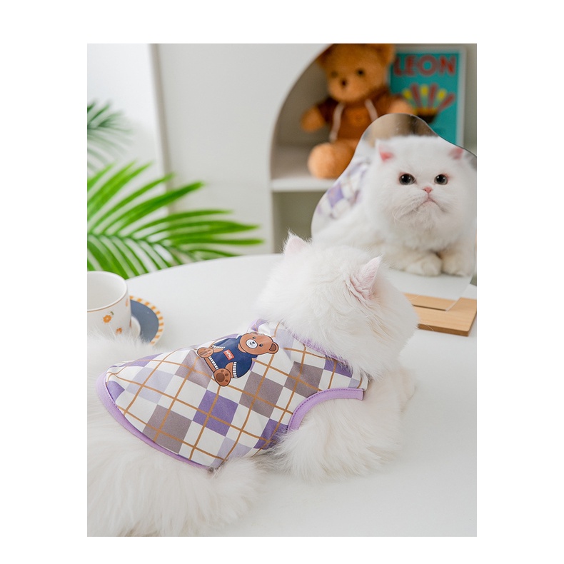 áo thun ca rô tím HPHI cho chó mèo