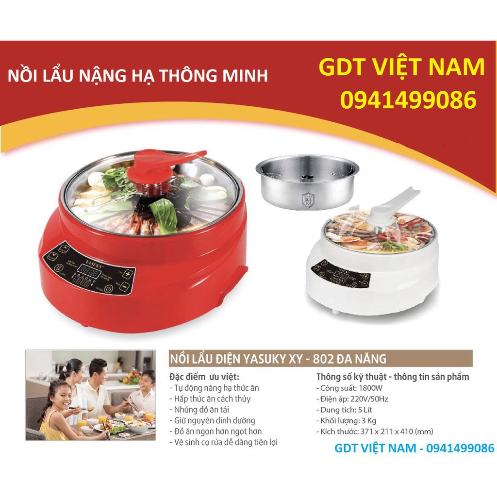 (KTMM) Nồi Lẩu Thang Máy 3 in1 YASUKY/DAICHIO Dung Tích 6 Lít,Công Suất 1800W, Công Nghệ Nhật