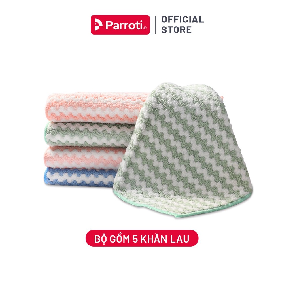 Khăn lau bếp đa năng siêu thấm hút, lau kính, xe ô tô, combo 5 cái Parroti Fiber