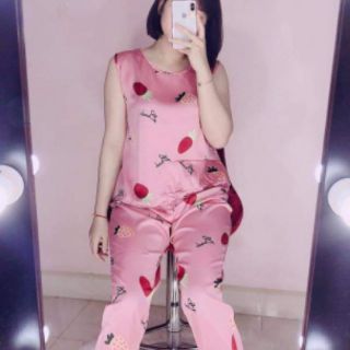 Bộ Pijama lụa satin cộc, dài đc chọn màu