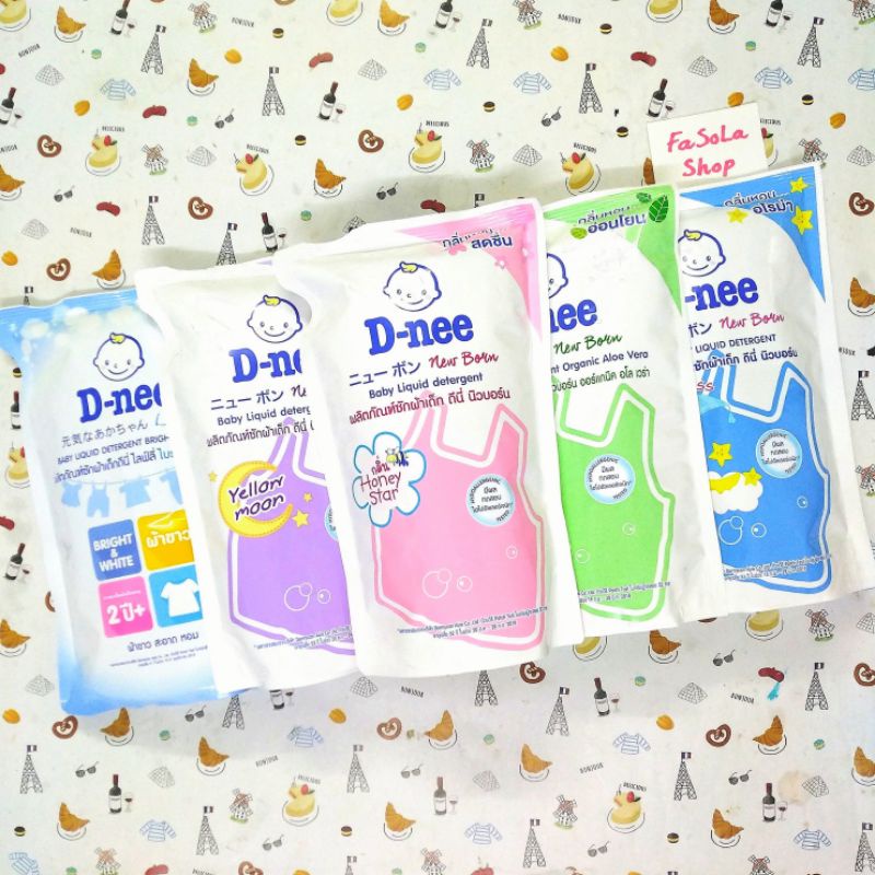 Thùng 12 túi nước giặt quần áo trẻ sơ sinh D-NEE NEW BORN 600ml Thái Lan dnee hồng tím xanh lá trắng detergent dni em bé