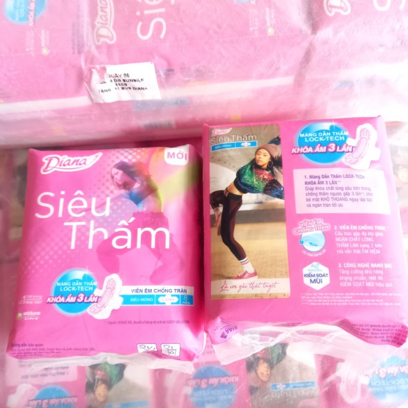 GIÁ SỐC Băng vệ sinh siêu mỏng cánh Diana siêu thấm 8 miếng, băng vệ sinh