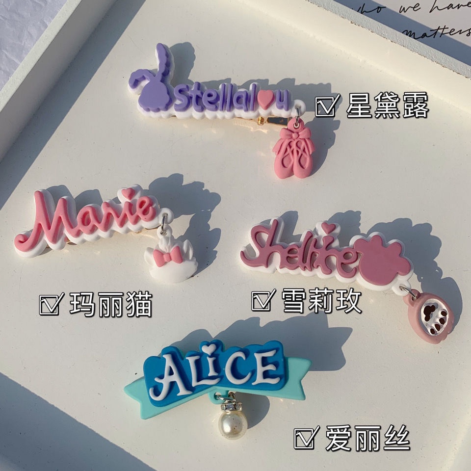 ✨✨Kẹp Tóc Mái Hông Bảng Chữ Cái Tiếng Anh Hoạt Hình Dễ Thương Ngọt Ngào Cho Nữ Sinh