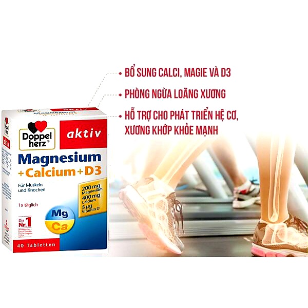 Bác Sĩ Cung Magnesium Calcium D3 - Bổ Sung Canxi, Magie, Vitamin D3, Bổ Xương Khớp, Doppelherz (Hộp 30 viên)