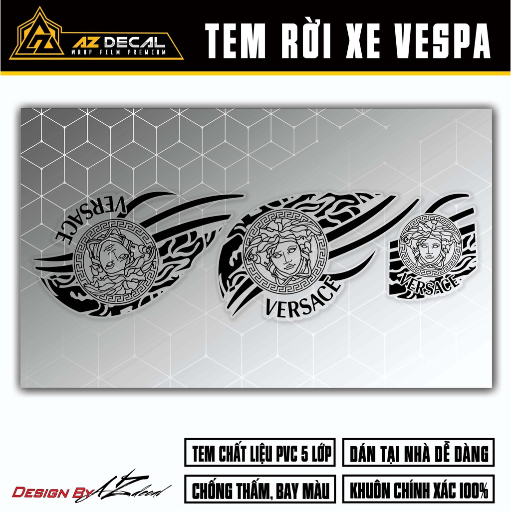 Tem Vespa Sprint / Primavera Thiết Kế Verrsace | VPSP55 | Team Decal Hình Dán Xe Máy Vespa Chống Nước Bền Màu