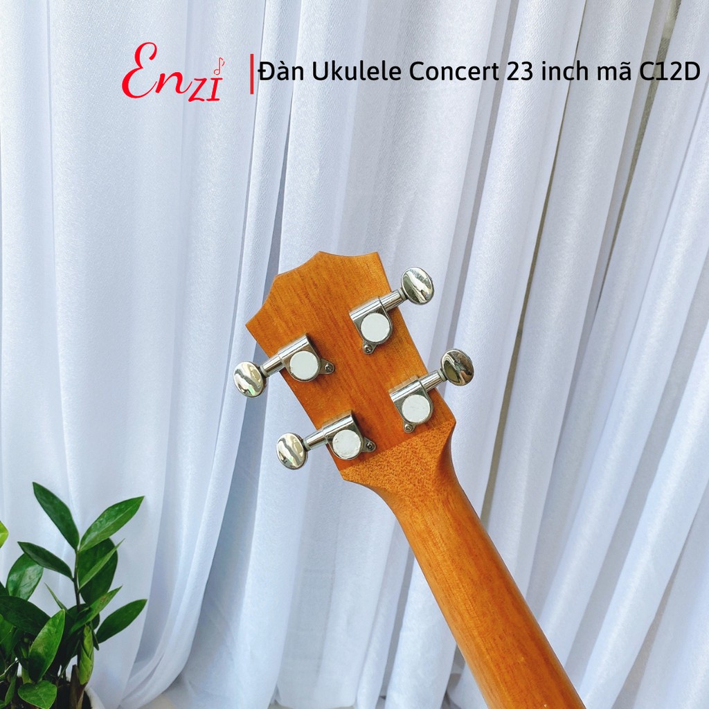 Đàn ukulele size 23 concert Enzi C12D gỗ chất lượng có chốt đàn, âm thanh chuẩn cho người mới bắt đầu