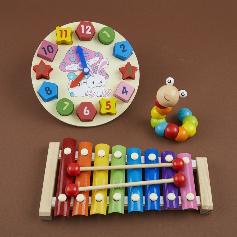Set 6 món đồ chơi gỗ phát triển trí thông minh cho bé