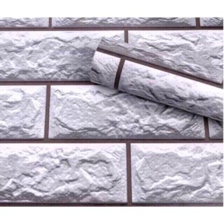 Giấy dán tường giả gạch viền nâu khổ 45cm keo sẵn