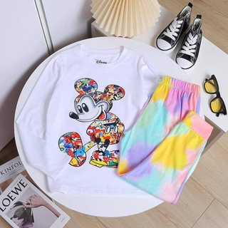 Set đồ bộ dài bé gái dn - trắng mickey
