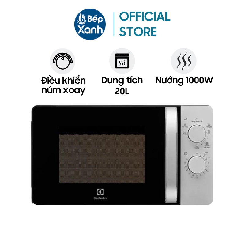 [Mã ELHADEV giảm 4% đơn 300K] Lò Vi Sóng Có Nướng Electrolux EMG20K38GB 20L - Điều Khiển Núm Vặn - Hàng Chính Hãng