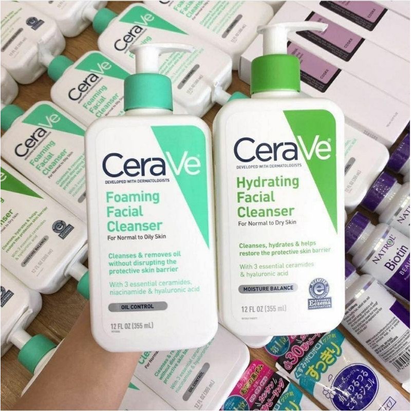 [BẢN PHÁP] Sữa Rửa Mặt Cerave Foaming-Hydrating Facial Cleanser 437ml