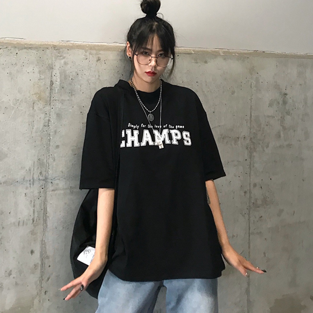 Áo thun nữ áo phông nữ unisex form rộng tay ngắn in hình chữ champ cổ tròn VAVASA  AT01 | BigBuy360 - bigbuy360.vn