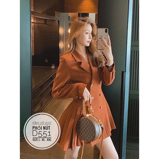 Bigsize Đầm cổ vest phối nút D551