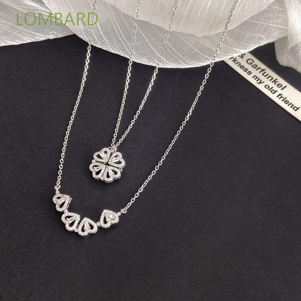 Vòng cổ Mặt Cỏ Bốn Lá Đính Đá Zircon Nhiều Màu Phong Cách Hàn Quốc Cổ Điển Cho Nữ