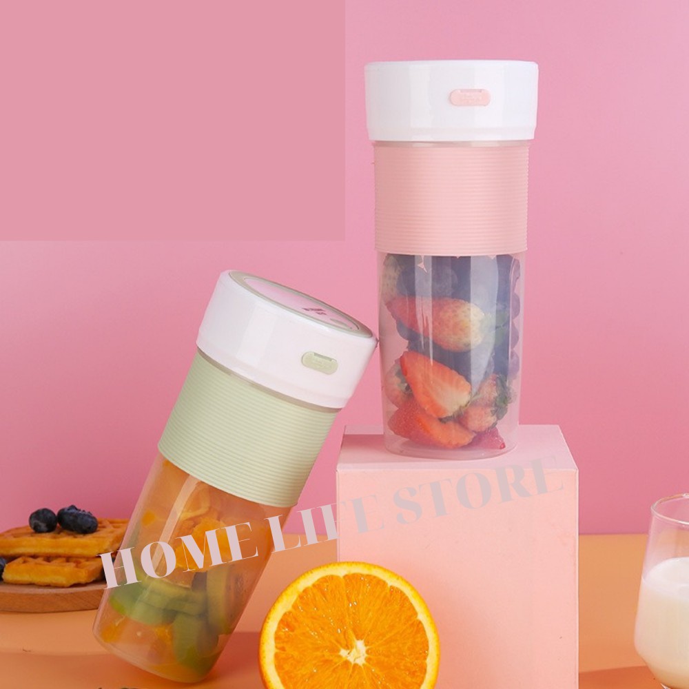 Máy Xay Sinh Tố Cầm Tay Portable Juice Blender 4 Lưỡi Dao Tiện Lợi Kèm Dây Sạc Tích Điện