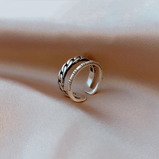 Vintage style double silver plated ring