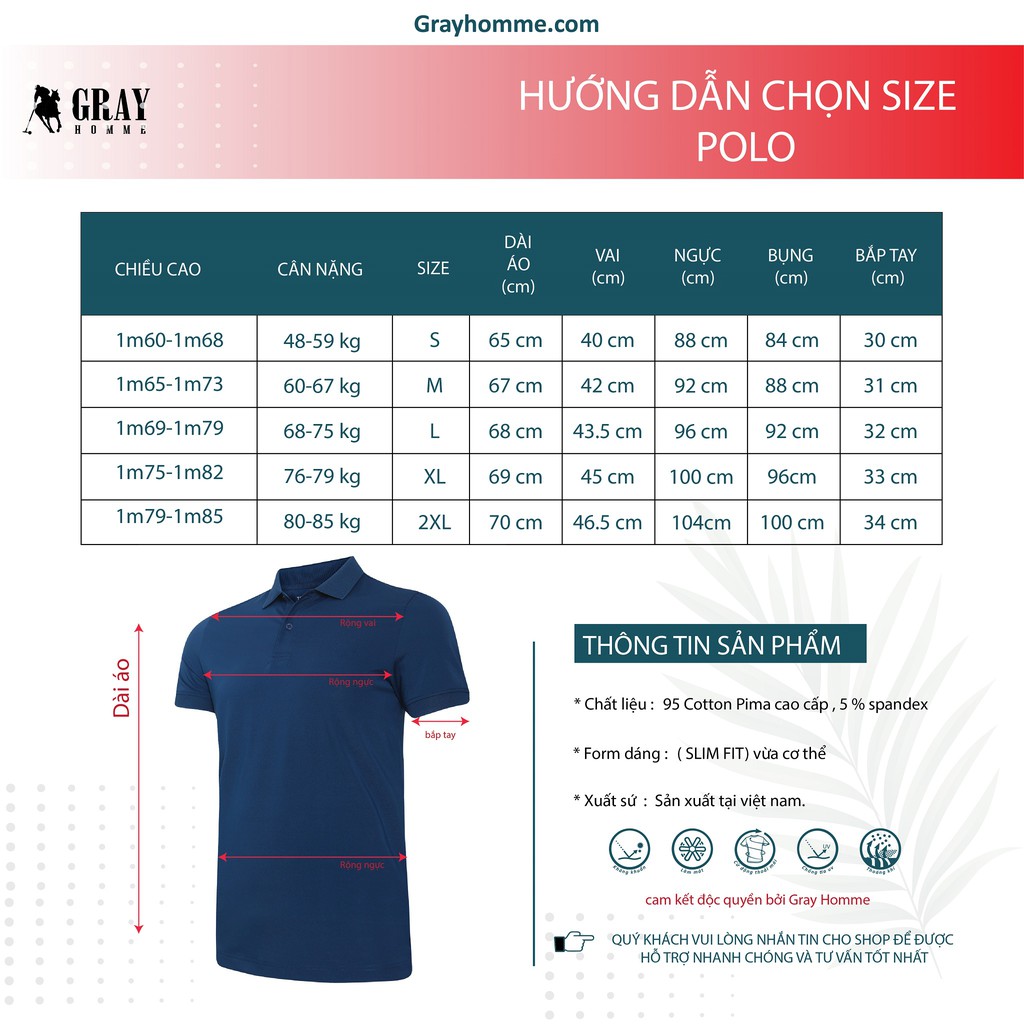 Áo Polo Nam, Áo Phông Nam Có Cổ Grayhomme Phối Bo Viền Cổ Trẻ Trung, Năng Động TPG014