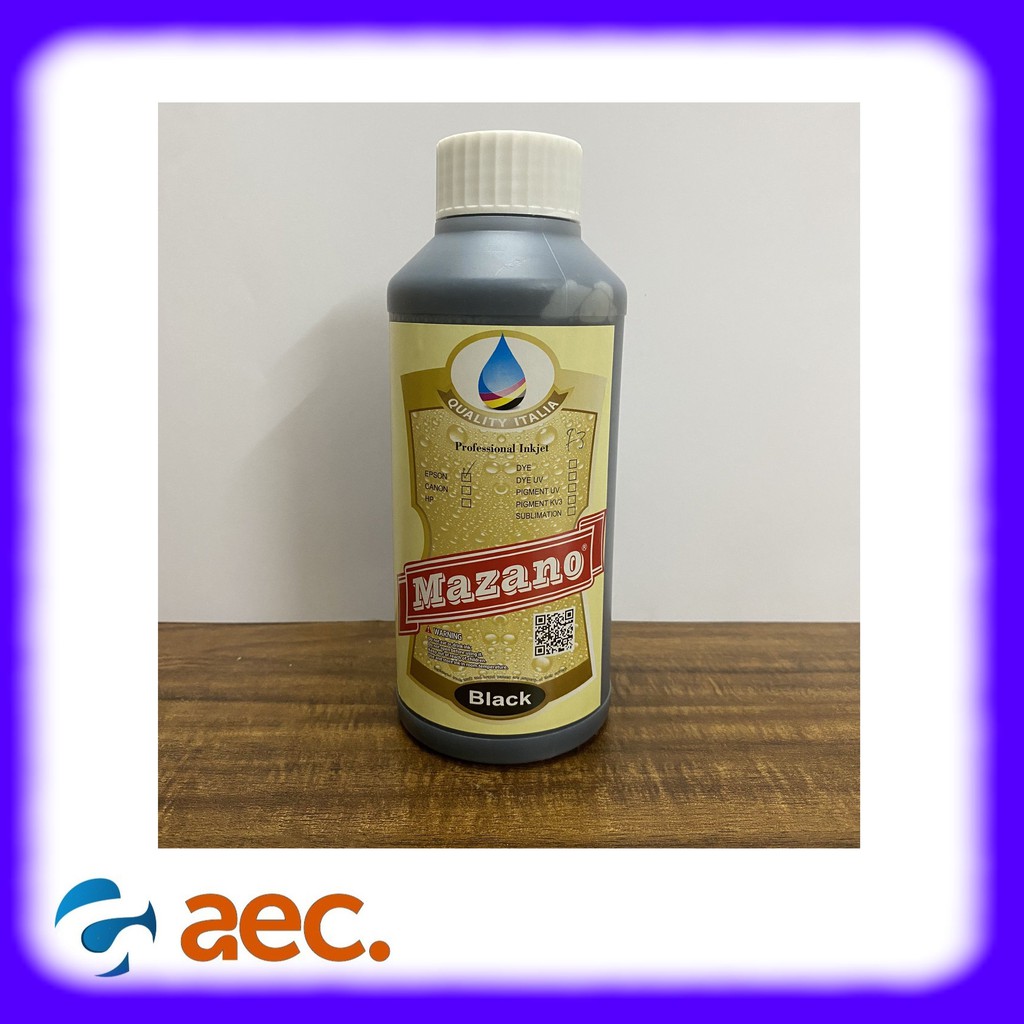 Mực dầu Pigment UV chống nước, chống bay màu thương hiệu Mazano chai 500ml màu BK  dùng cho máy in Epson