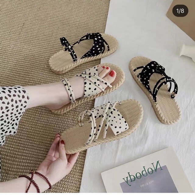 dép sandal chấm bi