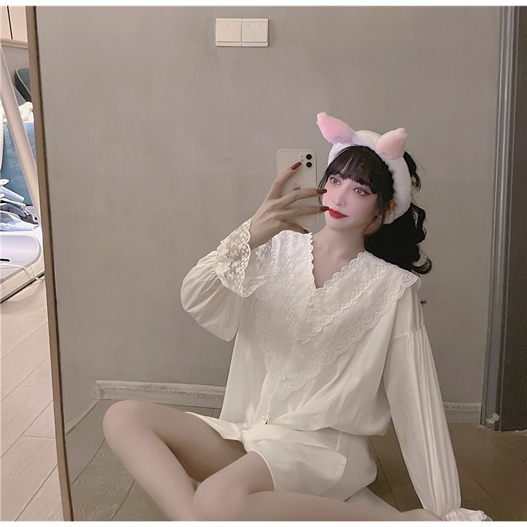 Mới Đồ ngủ Vải Lụa Mát Phối Ren Kiểu Pháp Thiết Kế Quyến Rũ Cho Nữ