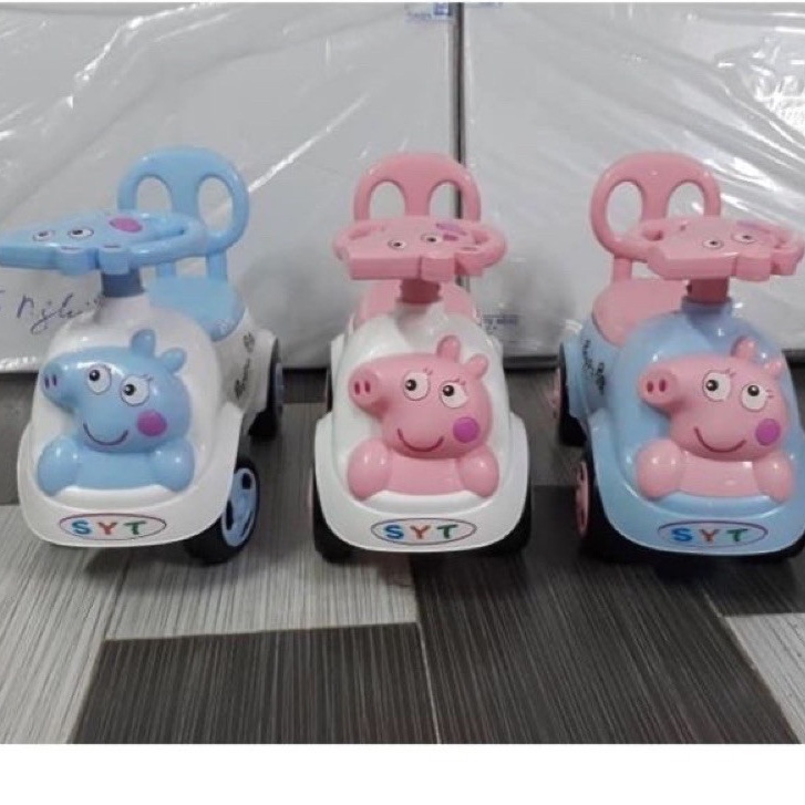 Xe bơi chòi chân CÁC CON THÚ cho bé có nhạc + còi + thùng đồ + tựa lưng (Xe chòi chân cho bé) mom heo