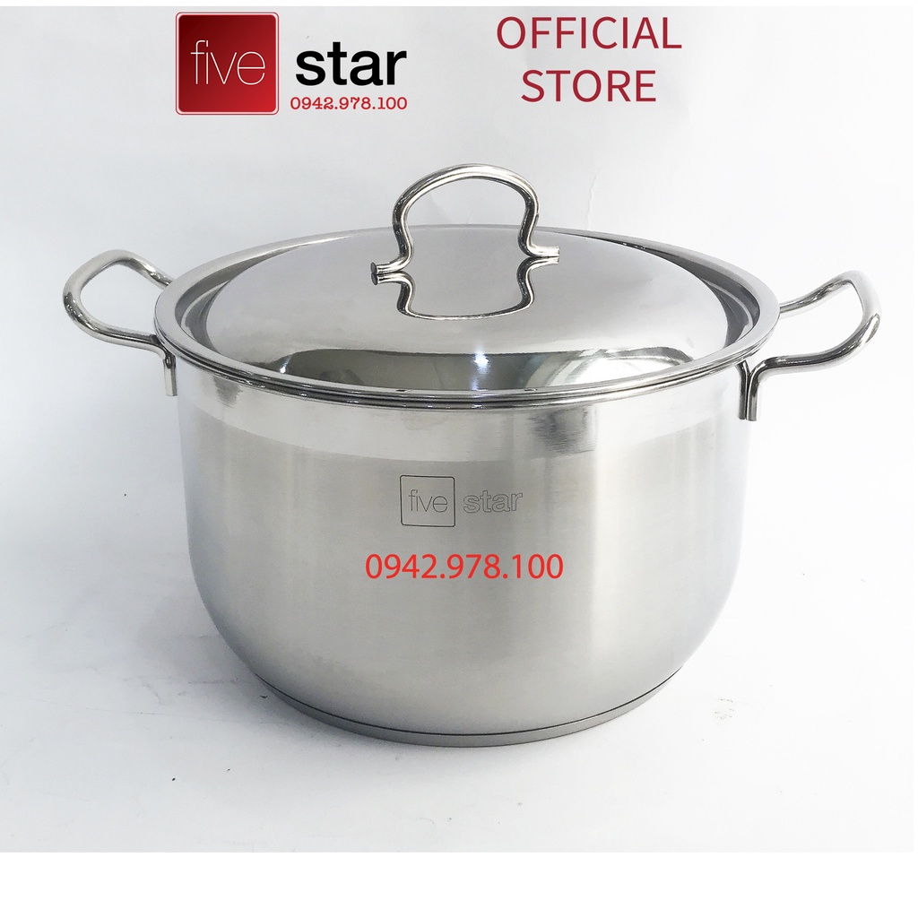 Nồi inox 3 đáy inox 430 cao cấp FiveStar Standard nắp inox tặng 1 vá canh ( 26cm) - nồi luộc gà bếp từ cao cấp