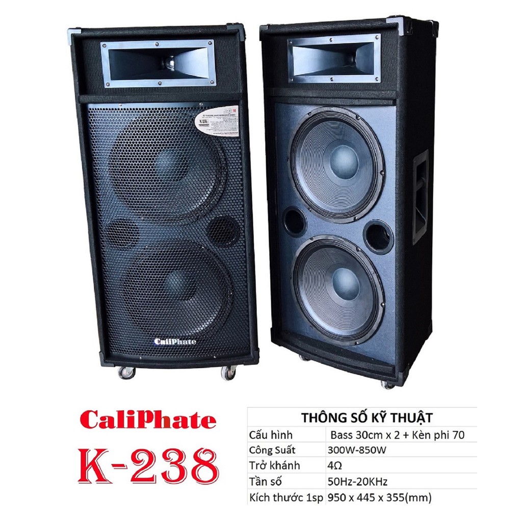 Loa sân khấu caliphate K-238, 2 bass 30 uy lực, nghe nhạc hát karaoke, hàng chính hãng