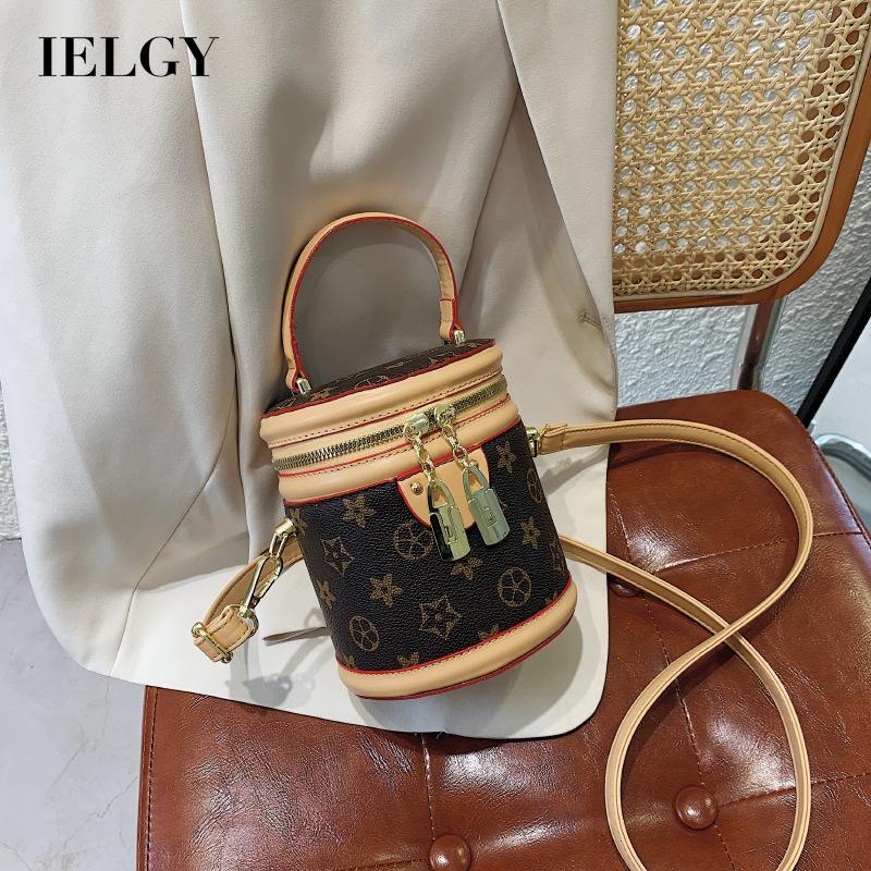 Túi đeo chéo iELGY hình trụ in họa tiết hoa cổ điển dành cho nữ