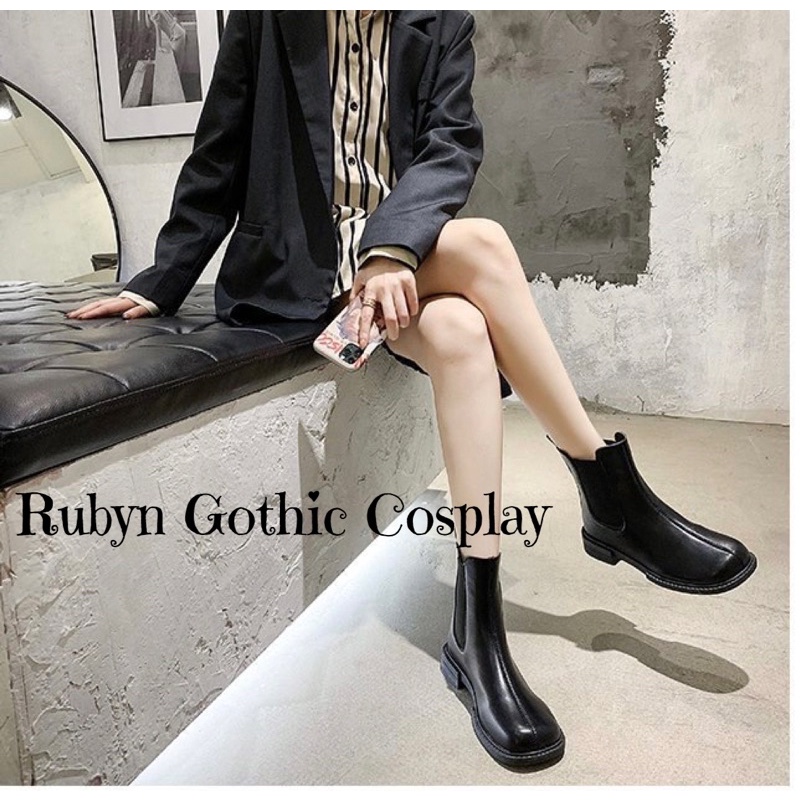 [Sẵn]Giày Boots Chelsea Cổ Lửng 2 màu trắng đen ( size: 35-40) D002