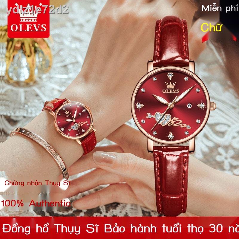 ▨Đồng hồ Oris được chứng nhận của Thụy Sĩ dành cho nữ thạch anh dạ quang thời trang cao cấp đơn giản dây da không