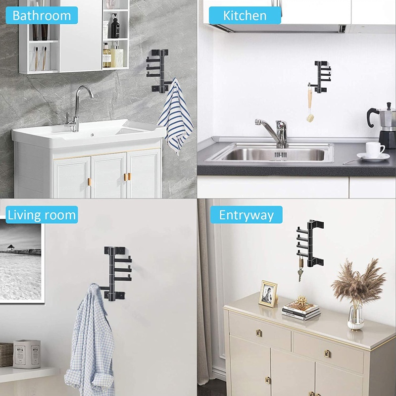 Móc Treo Áo Khoác Xoay Được 3 / 4 Móc Đa Năng Sáng Tạo Cho Nhà Bếp Nhà Tắm