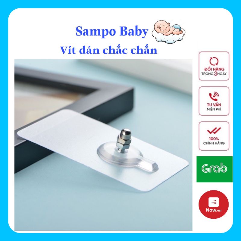 Miếng Dán Vít, dán tường Kèm Ốc Vít Để Dán Thanh Chắn Giường Chịu Lực 5 - 10Kg