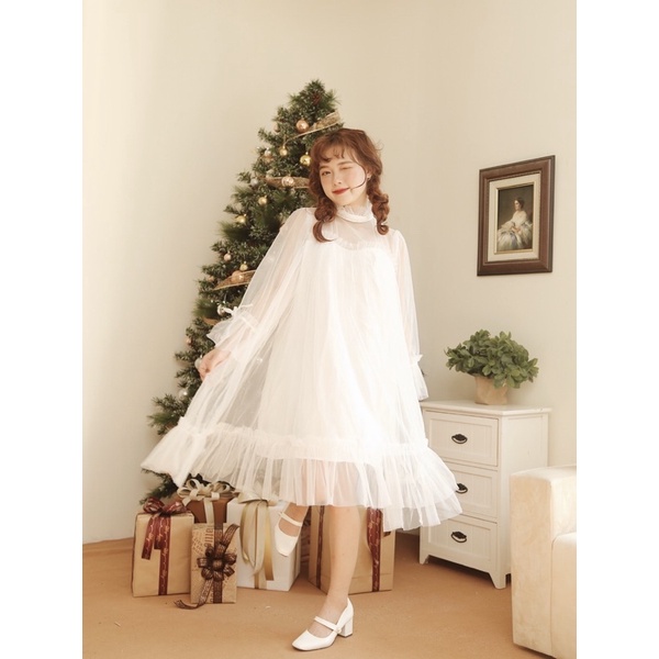 Váy Công Chúa Royal Dress Đầm Thiết Kế Cổ Cứng CaoCaobycaochen 2 Màu Đen Trắng Có Bigsize