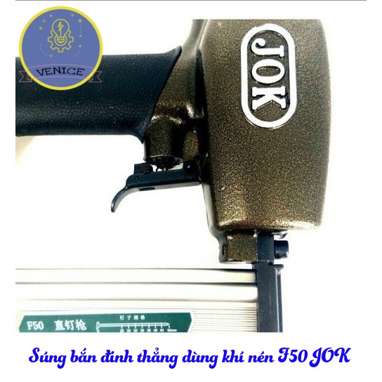 Súng bắn đinh thẳng dùng hơi khí nén F50 JOK - Tặng kèm hộp nhựa tiện lợi -  Bảo hành 12 tháng
