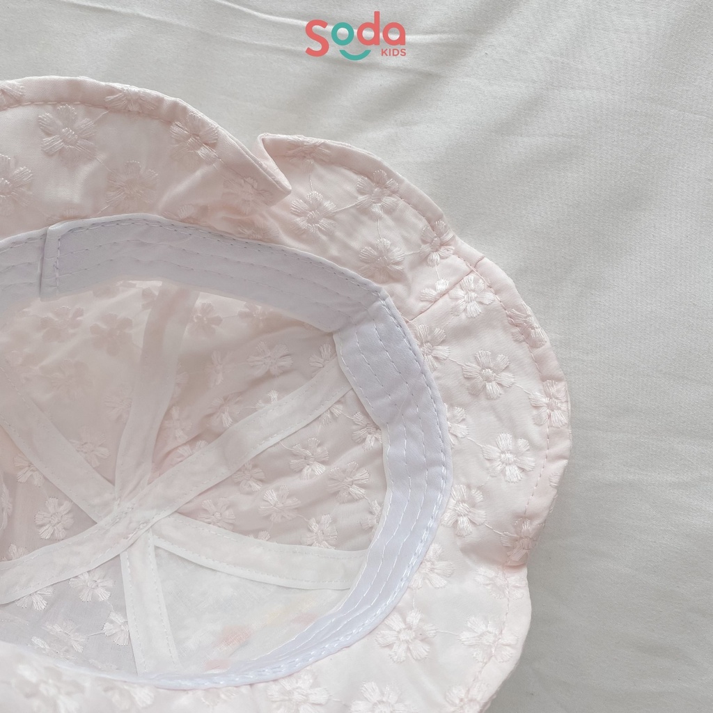 Mũ vành vải ren thêu ngựa đính nơ dễ thương dành cho bé gái (Ảnh thật)