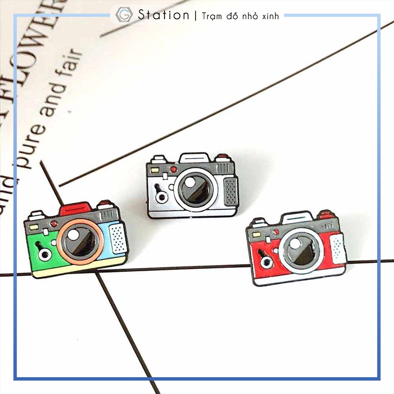 Pin cài áo camera máy ảnh cartoon - GC034