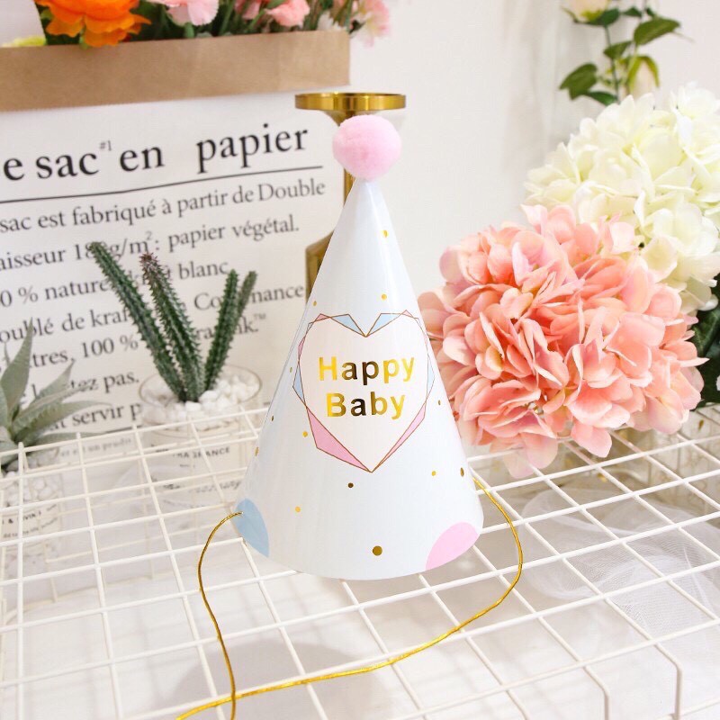 Mũ sinh nhật dành cho bé bằng giấy siêu đáng yêu