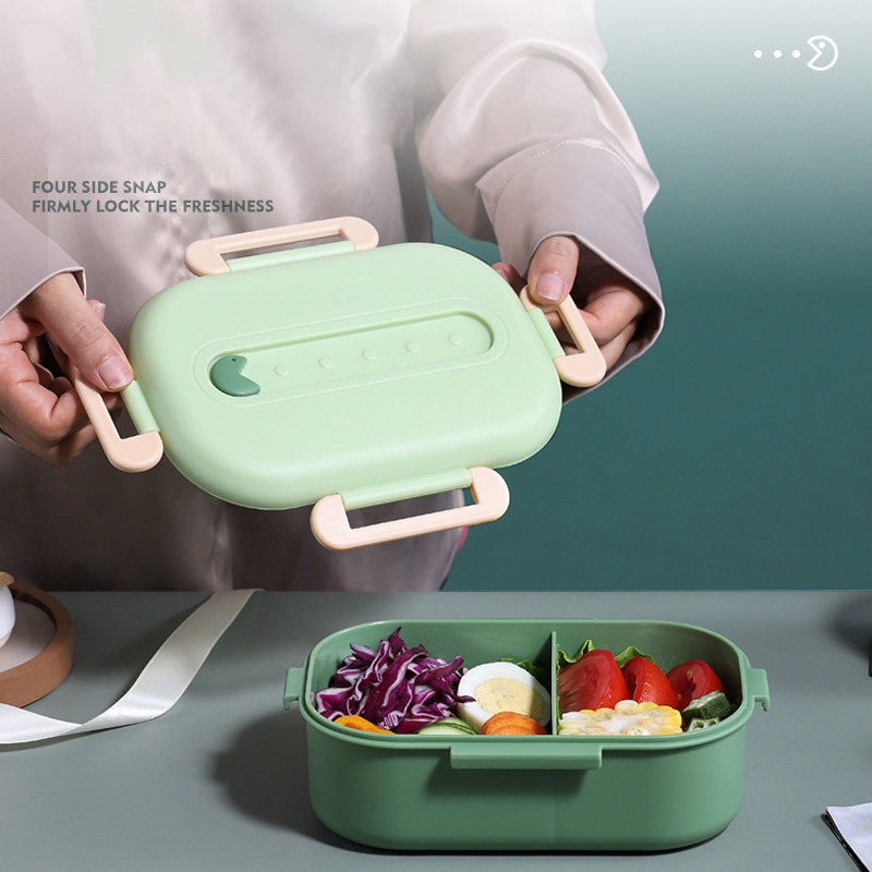 Only HOUSE Hộp Đựng Thức Ăn Trưa Đậu Nành Tươi Mát Nhỏ Bốn Mặt Bằng Nhựa PP Chống Rò Rỉ Dùng Được Trong Lò Vi Sóng