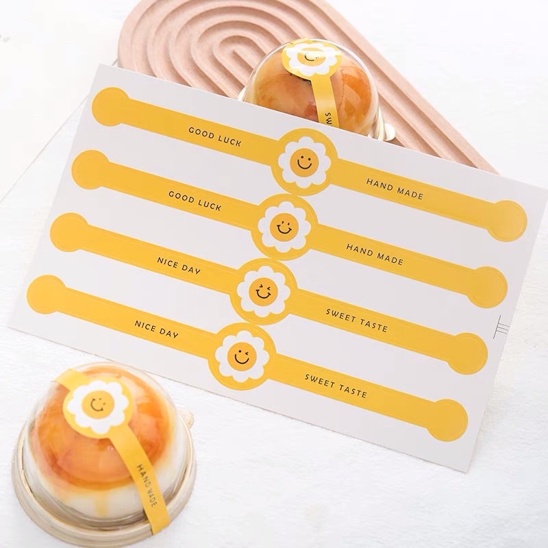 80 tick dán Hoa Hướng Dương Dây Vàng trang trí bao bì túi đựng bánh