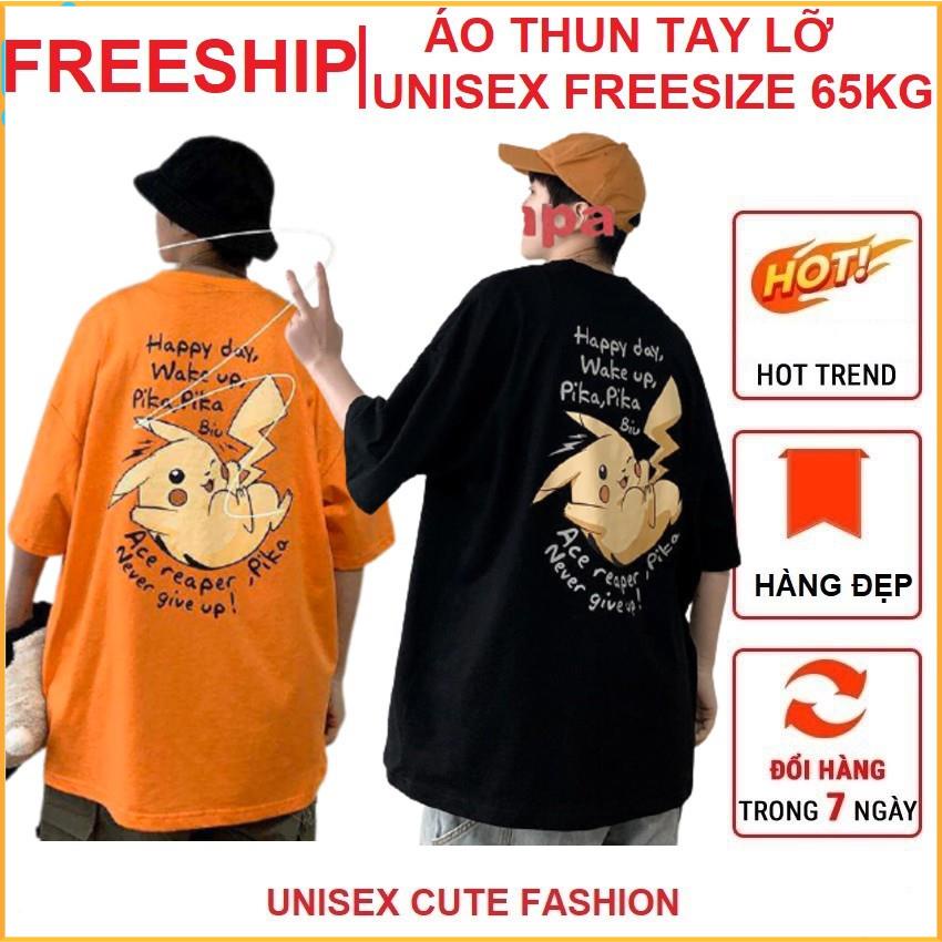 Áo thun tay lỡ PIKACHU KUTE nam nữ, áo phông form rộng Unisex phong cách Ulzzang, chất cotton siêu đẹp