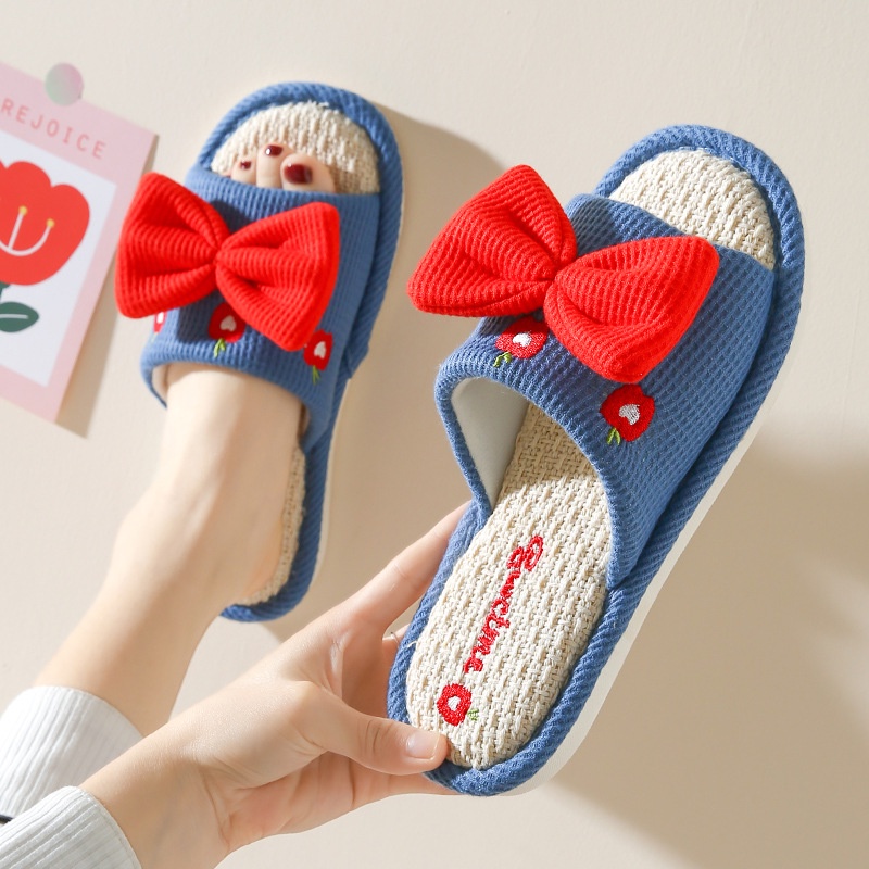 Dép Bông Nữ Nơ Đi Trong Nhà, Đi Văn Phòng, Giày Dép Đế Chống Trơn Cao Cấp Dễ Thương Dp90
